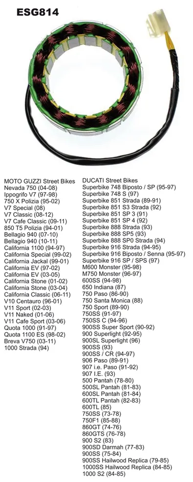 ELECTROSPORT vinutí alternátoru (stator) DUCATI / MOTO GUZZI (staré modely) (2 kabely) ( )