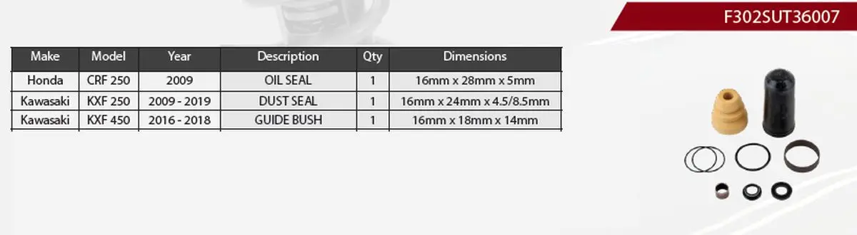 SHOWA opravná sada tlumiče zadního (centrálního) HONDA CRF 250 09, KAWASAKI KXF 250 09-19, KXF 450 16-18, (SERVICE KIT) (SHOWA opravná sada tlumiče)