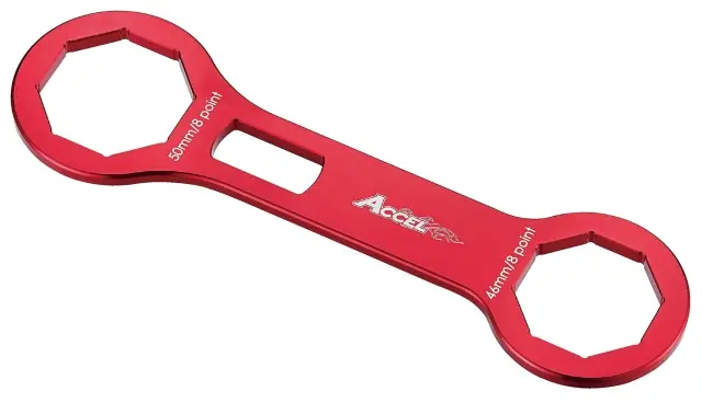 ACCEL servisní klíč na přední odpružení SHOWA 47/48mm, 47/48 SFF pro vyšroubování horní osmihranné matice 50mm (HONDA, KAWASAKI, SUZUKI) barva černá