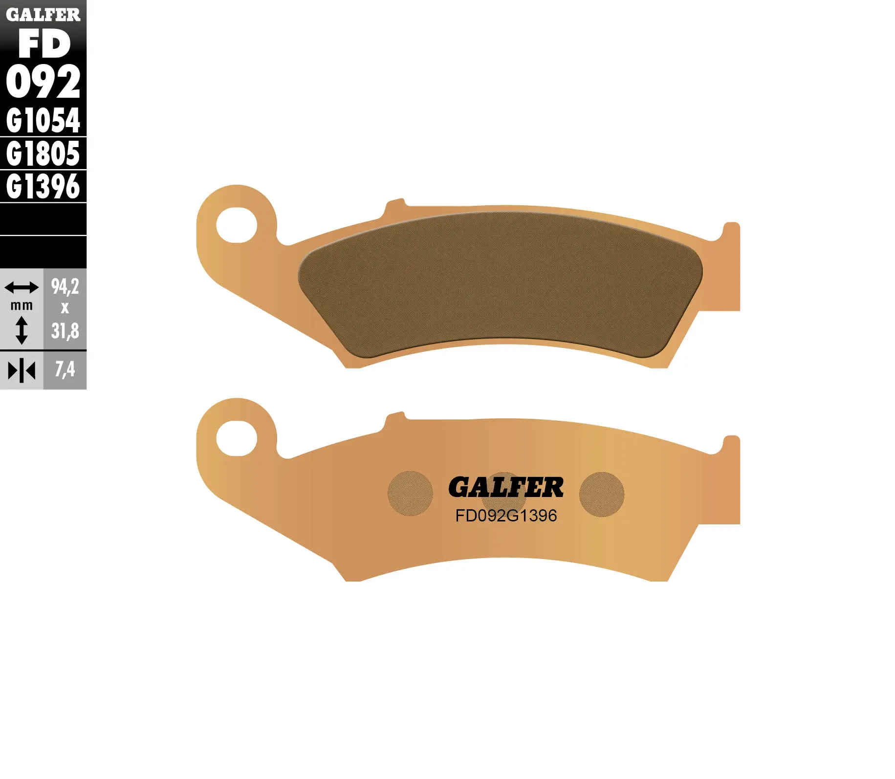 GALFER brzdové destičky KH125 sintrované barva zlatá OFF ROAD (GALFER brzdové destičky KH125 sintrované barva zlatá OFF ROAD)