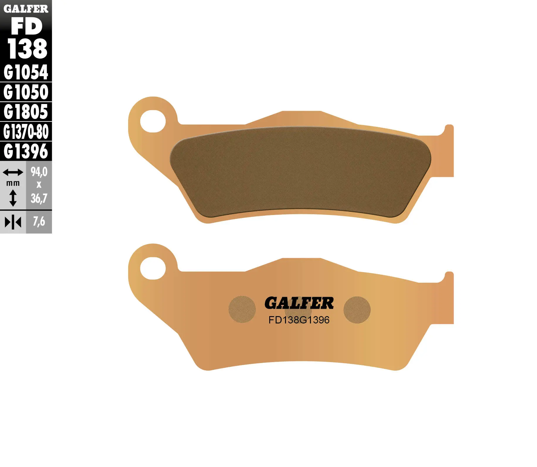 GALFER brzdové destičky KH181 sintrované barva zlatá OFF ROAD KTM SX/EXC 92-20 (BREMBO) (GALFER brzdové destičky KH181 sintrované barva zlatá OFF)
