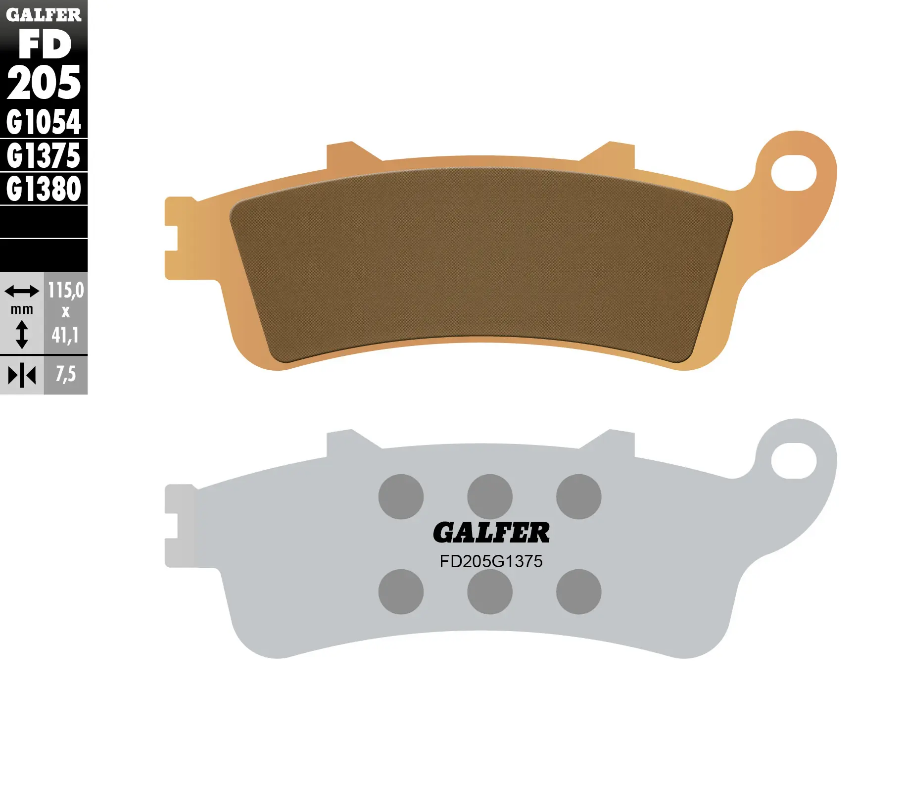 GALFER brzdové destičky KH261 / KH281 sintrované barva zlatá sport (GALFER brzdové destičky KH261 / KH281 sintrované barva zlatá sport)