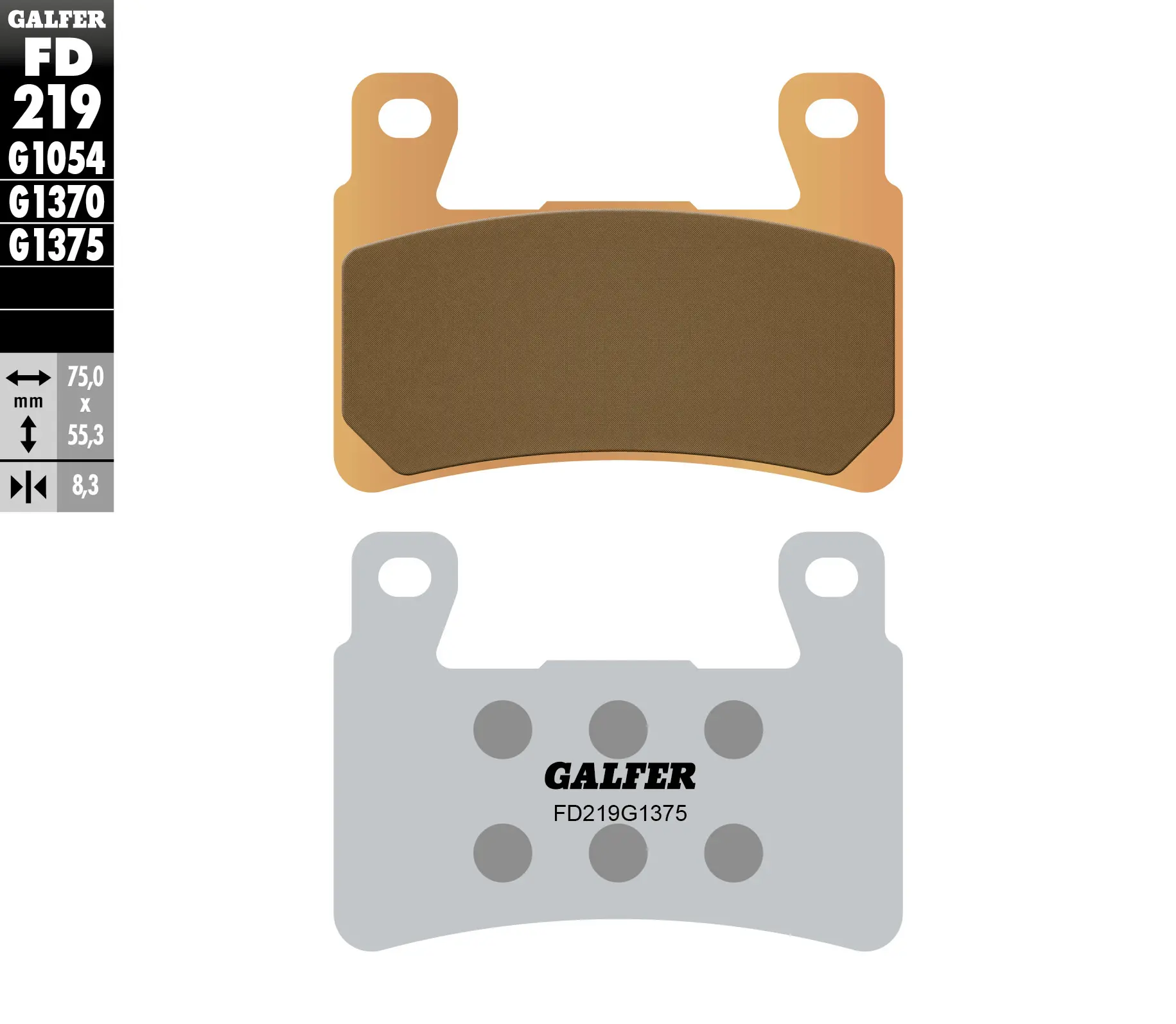 GALFER brzdové destičky KH265 / KH296 sintrované barva zlatá sport (GALFER brzdové destičky KH265 / KH296 sintrované barva zlatá sport)