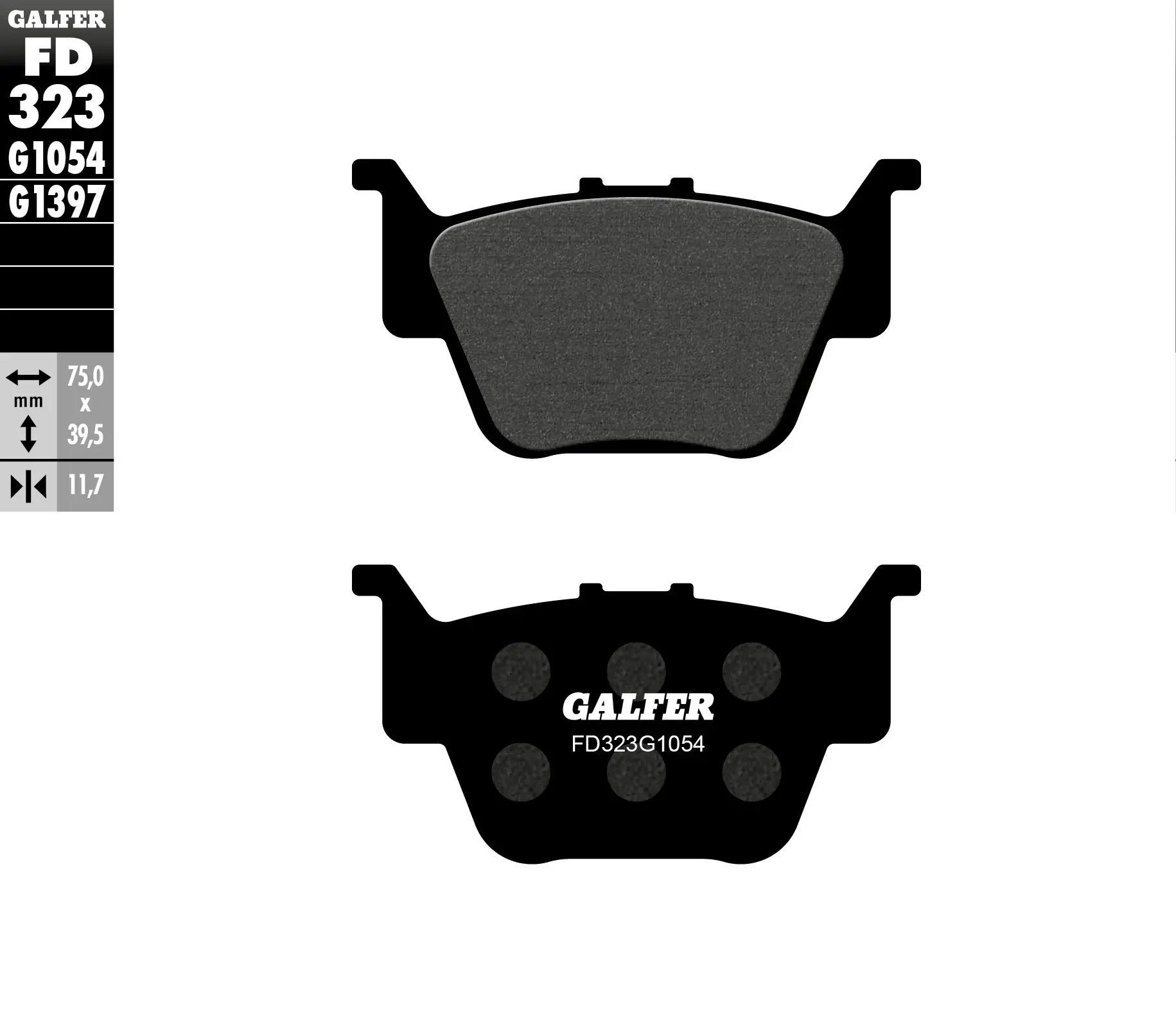 GALFER brzdové destičky KH373 polokovové levé zadní HONDA TRX 420 09-19, TRX 450 04-09, TRX 500 14-19, TRX 650 RINCON 03-05, TRX 680 RUBICON 06-14