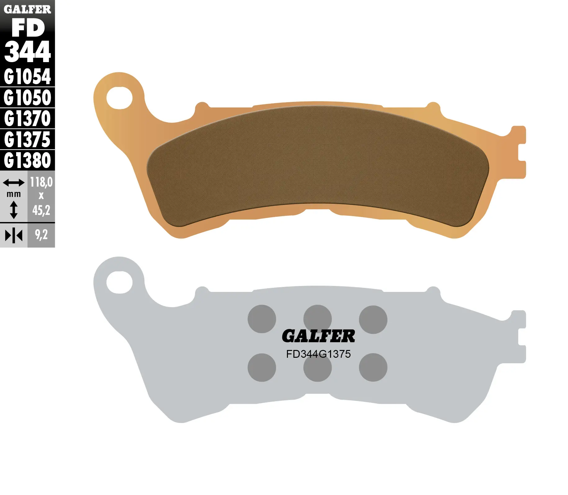 GALFER brzdové destičky KH388 sintrované barva zlatá sport, přední HONDA CBF/CB/DN-01/GL 1800/NC 700/XL 1000V/XL 700V/VFR 800, 1200/VT 1300/ST 1300