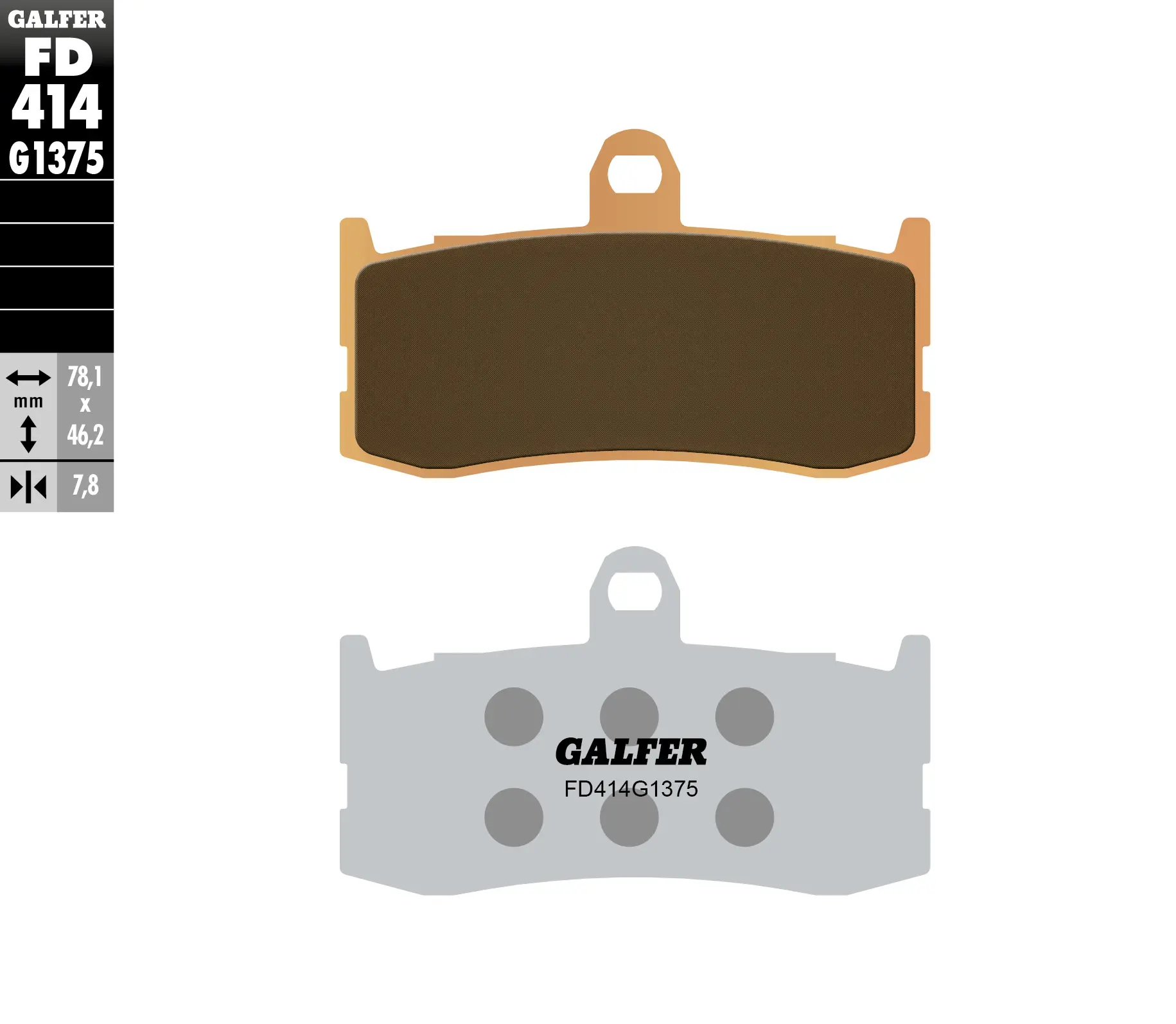 GALFER brzdové destičky KH491 sintrované barva zlatá sport TRIUMPH 675 09-12 přední (GALFER brzdové destičky KH491 sintrované barva zlatá sport)