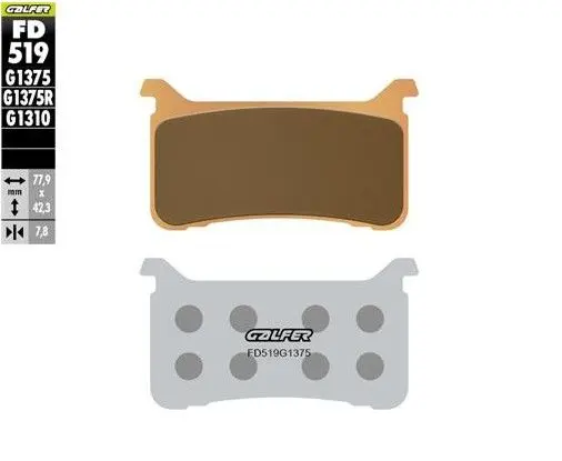 GALFER brzdové destičky KH700 sintrované kovové barva zlatá SPORT přední HONDA CBR 600RR 18-; VFR 800 17-; CROSSRUNNER 800X 17; CB 1000R 18-; CB 1000