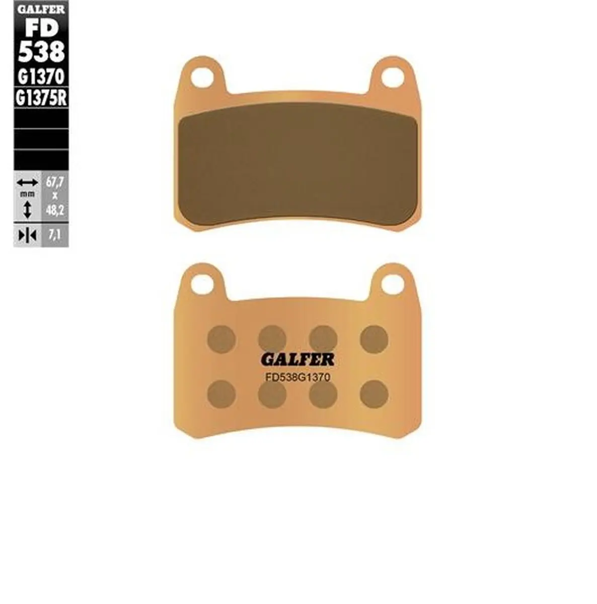 GALFER brzdové destičky KH658 sintrované barva zlatá STREET přední BENELLI 251S 20-23; 302S/R 17-23; TRK 251/302 20-23 (GALFER brzdové destičky KH658)