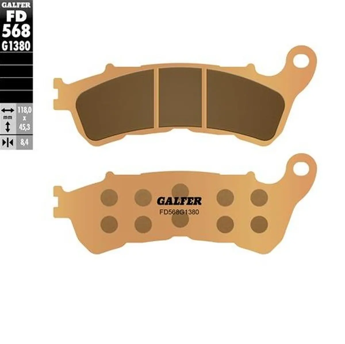 GALFER brzdové destičky KH388 sintrované barva zlatá SCOOTER HONDA FES S-WINGS 125/150 07-11 (GALFER brzdové destičky KH388 sintrované barva zlatá)