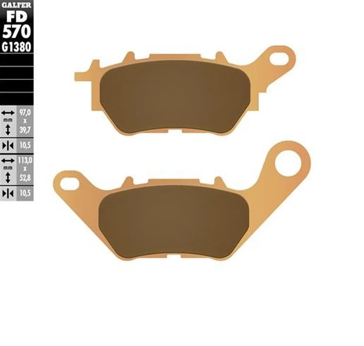 GALFER brzdové destičky KH706 sintrované barva zlatá SCOOTER YAMAHA X-MAX 125 18-24; X-MAX 250 18-24; X-MAX 300 17-24 ( )