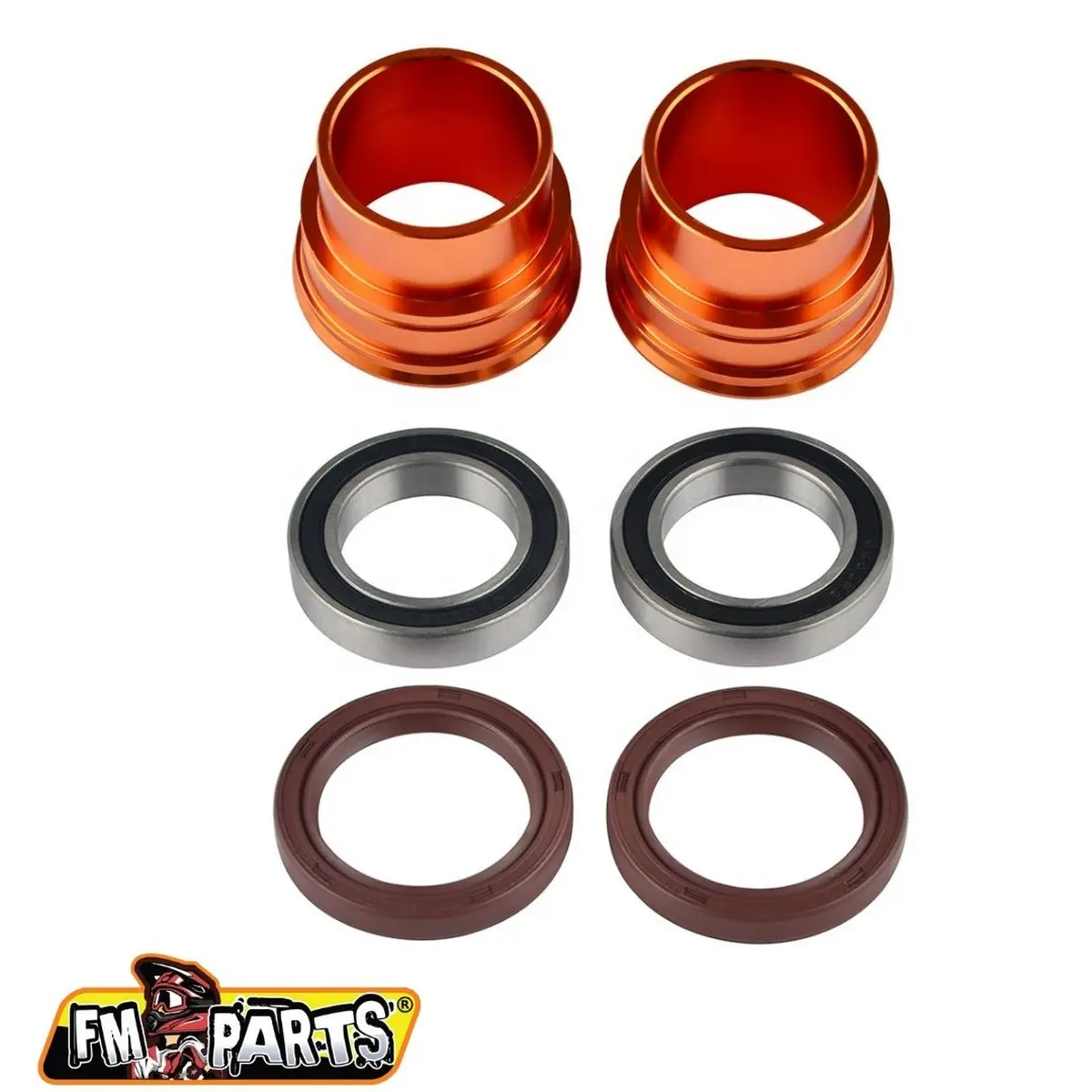 FM-PARTS ložiska zadního kola s těsněními a pouzdry KTM / HUSQVARNA / GAS GAS 03-23 (osa 20mm) barva oranžová (FM-PARTS ložiska zadního kola s)