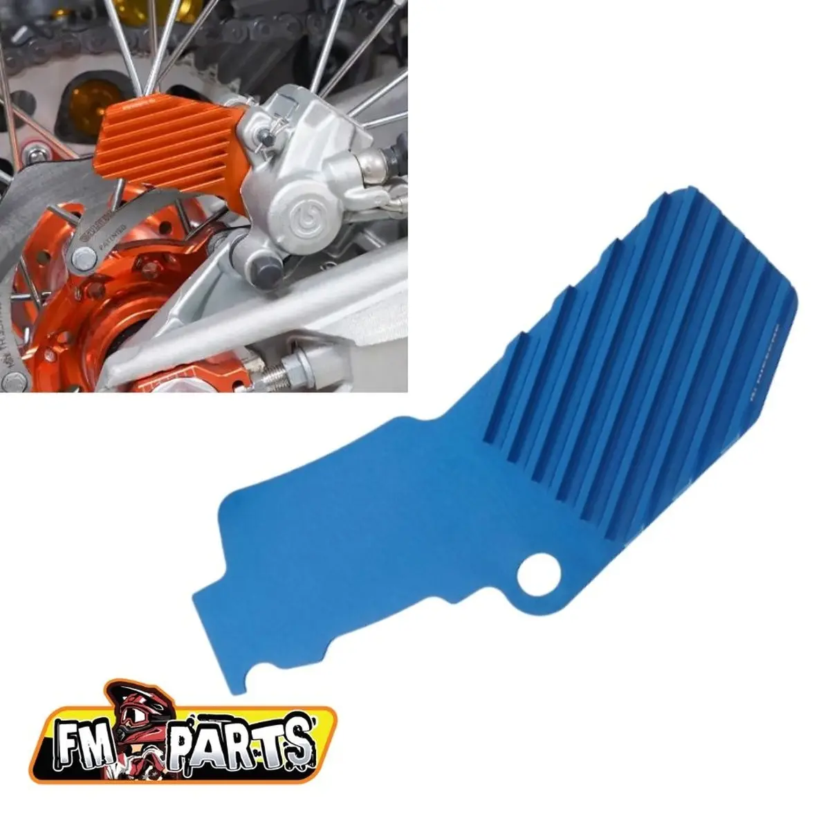 FM-PARTS kryt (chladič) zadního třmenu KTM '08-'22; HUSQVARNA '08-'22 barva modrá (FM-PARTS kryt (chladič) zadního třmenu KTM '08-'22; HUSQVARNA)