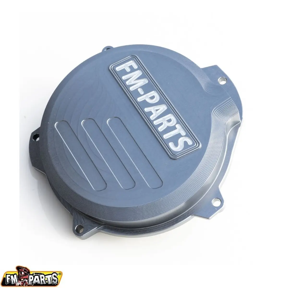 FM-PARTS kryt spojky (víčko) zesílený CNC 6082 hliník KTM / HUSQVARNA / GAS GAS 250/300 '24-'26 TBI barva stříbrná (GUN METAL) (FM-PARTS kryt spojky)