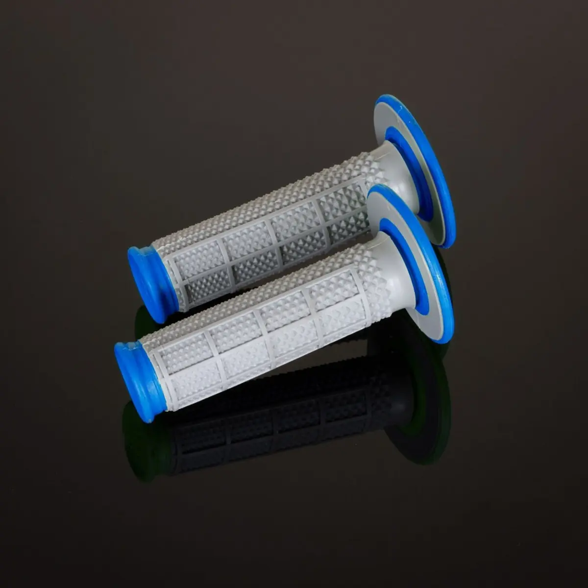 RENTHAL gripy MX DUAL COMPOUND TAPERED BLUE H/WAFF, dvousložkový, barva šedá/modrá (RENTHAL gripy MX DUAL COMPOUND TAPERED BLUE H/WAFF, dvousložkový,)