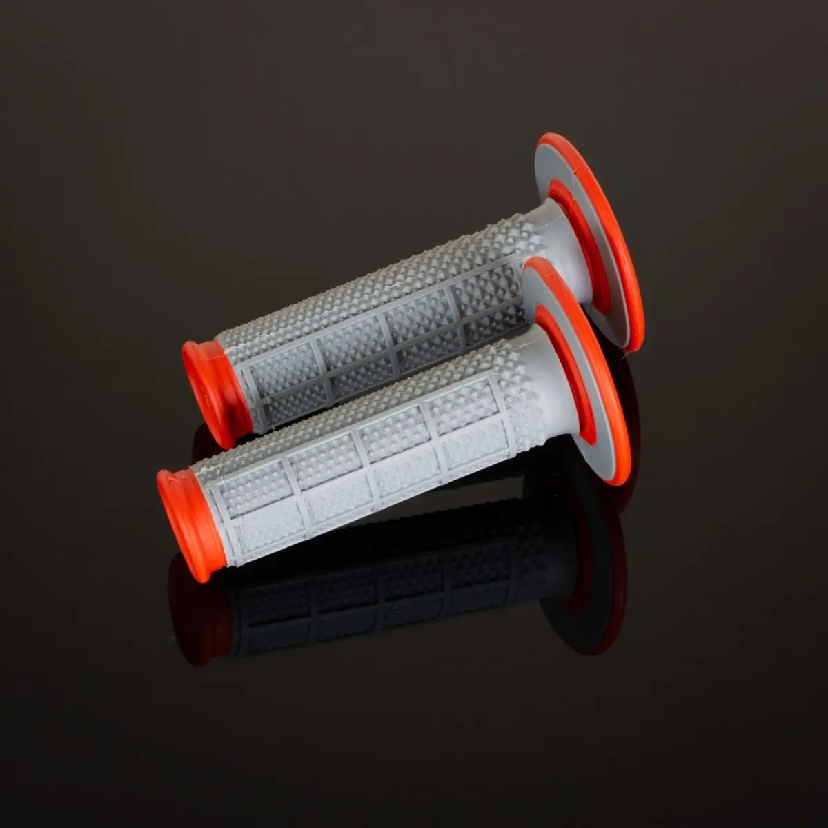 RENTHAL gripy MX DUAL COMPOUND TAPERED HALF WAFFLE, dvousložkový, barva šedá/oranžová (RENTHAL gripy MX DUAL COMPOUND TAPERED HALF WAFFLE,)
