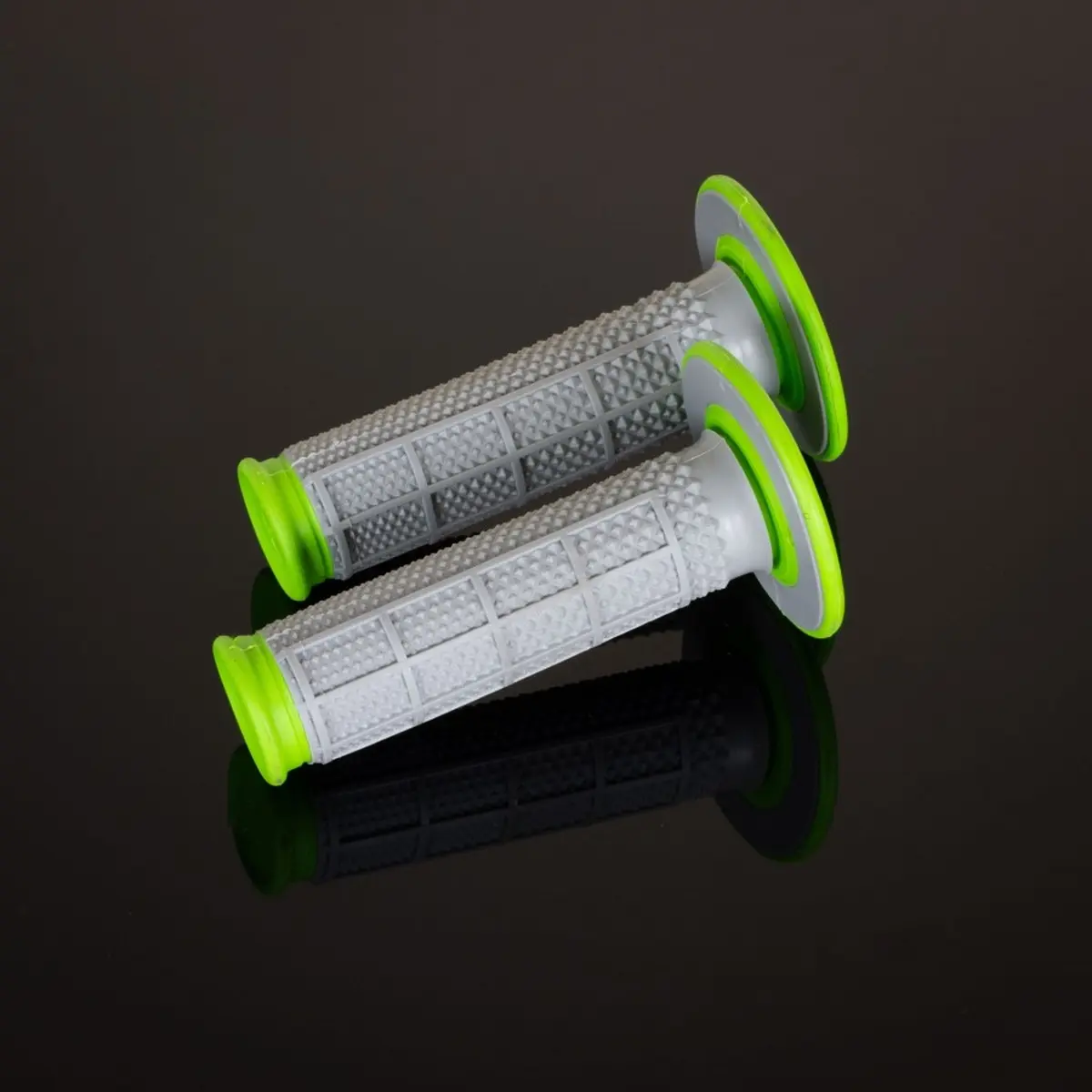 RENTHAL gripy MX DUAL COMPOUND TAPERED GREEN H/WAFF, dvousložkový, barva šedá/zelená (RENTHAL gripy MX DUAL COMPOUND TAPERED GREEN H/WAFF,)