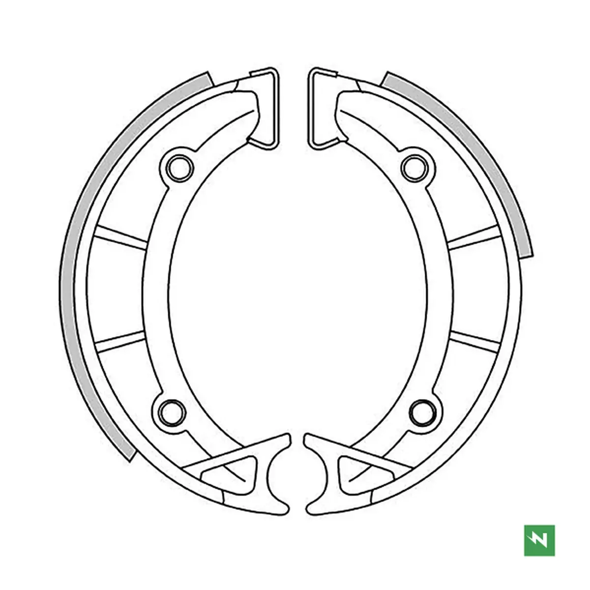 NEWFREN brzdové čelisti APRILIA SCARABEO 50 93 (125x25mm) (NEWFREN brzdové čelisti APRILIA SCARABEO 50 93 (125x25mm))