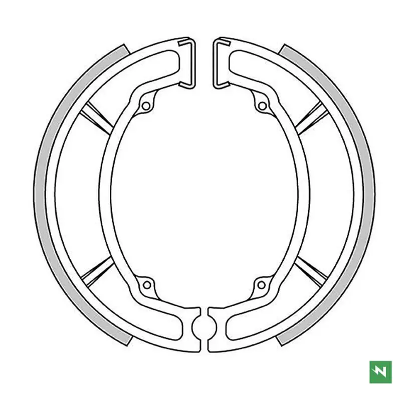 NEWFREN brzdové čelisti zadní YAMAHA BELUGA 125 85-95, DT 125 74-87, DT 175 74-00, RD 125 75-87, SR 125 82-91, TT 350 85-89, TT 600 83-92, TZR 125