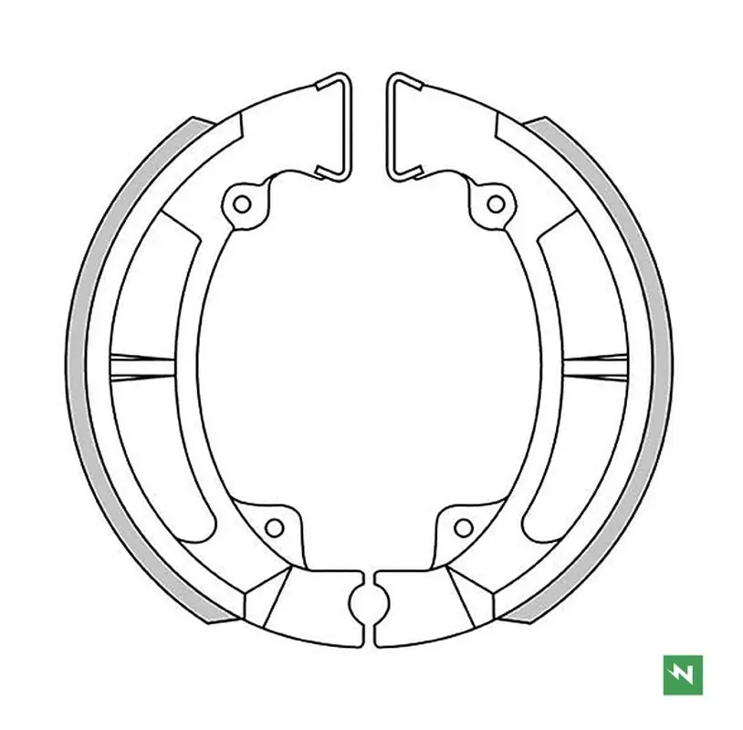 NEWFREN brzdové čelisti zadní KAWASAKI KX 250 75-81; KDX 250 79-84; KL 250 78-79; KLF 180 BAYOU 86-88; KLF 250 BAYOU 03-11 (120X35mm) (NEWFREN)