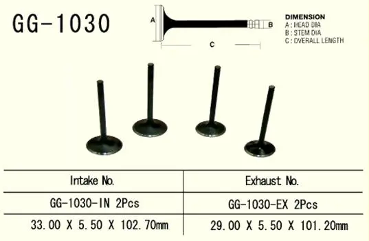 VESRAH sací ventil HONDA TRX 400 EX 99-08, XR 400 96-06 , TRX 500 FGA/FPA 04-14 (2 na vozidlo) (OEM: 14711-HN2-000,14711-KCY-000) (1 kus) vyrobeno v