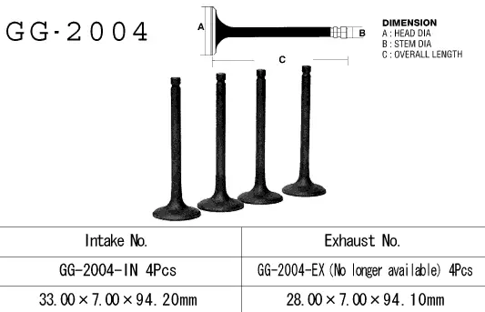 VESRAH sací ventil YAMAHA XJ 650 80-84, XJ650 80-84, XJ 750 82-85 (33,0X7,00X94,20) (16G-12111-00,4H7-12111-00) (1 kus) vyrobeno v Japonsku ( )