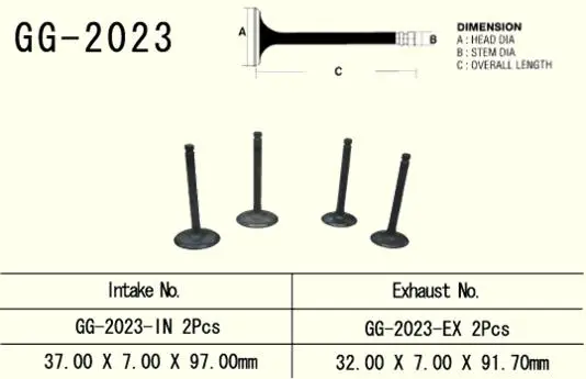 VESRAH výfukový ventil YAMAHA YFM 600 GRIZZLY 98-01, XT 600 87-03, TT600 (2 na vozidlo) (32,0X7,0X91,7 mm) (1VJ-12121-00) (1 kus) vyrobeno v Japonsku