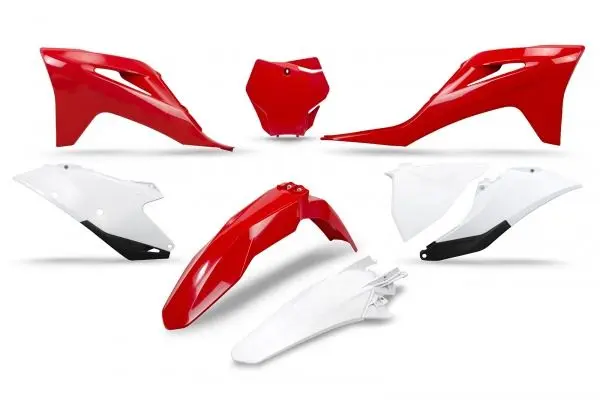 UFO kompletní sada plastů GAS GAS MC 125 / 250 21-23, EX 250 / 300 21-23, MC-F / EX-F 250 / 350 / 450 21-23 barva OEM 21 (červená/bílá) (UFO)