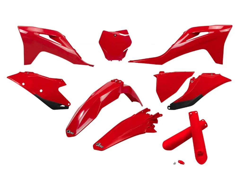 UFO kompletní sada plastů (FULL KIT) s kryty tlumičů GAS GAS MC 125 / 250 21-23, EX 250 / 300 21-23, MC-F / EX-F 250 / 350 / 450 21-23 barva červená