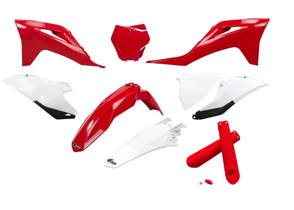 UFO kompletní sada plastů (FULL KIT) s kryty tlumičů GAS GAS MC 125 / 250 21-23, EX 250 / 300 21-23, MC-F / EX-F 250 / 350 / 450 21-23 barva červená
