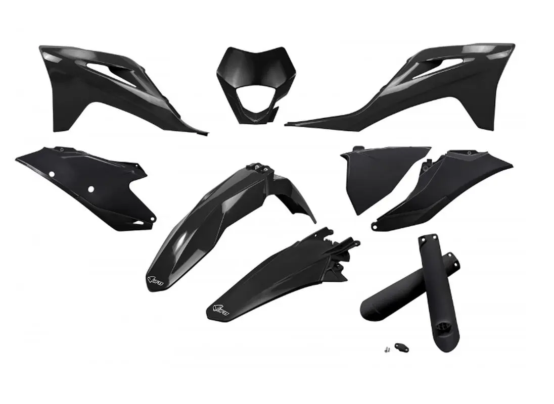 UFO kompletní sada plastů (FULL KIT) s kryty tlumičů GAS GAS EC / EC-F 250 / 300 / 350 21-23 barva černá (UFO kompletní sada plastů (FULL KIT) s)