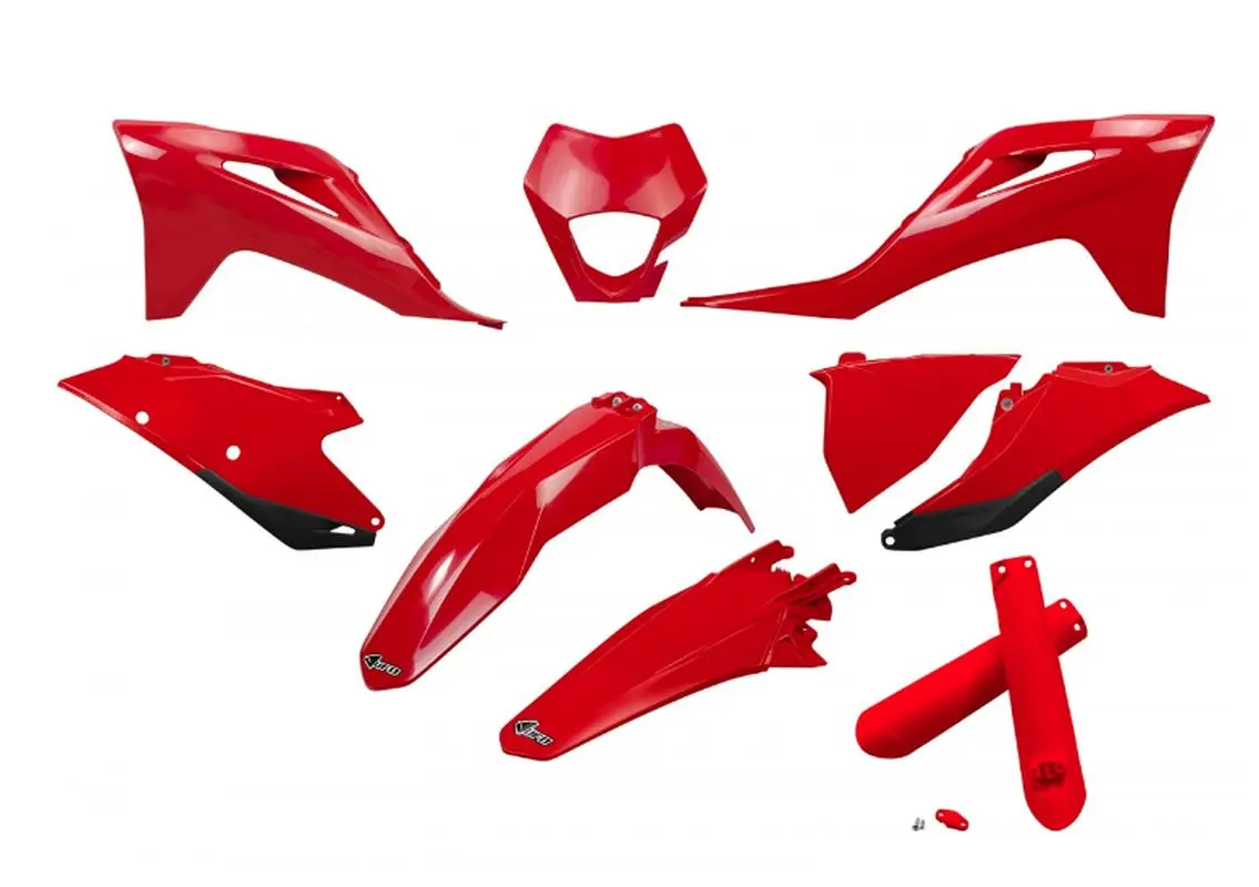 UFO kompletní sada plastů (FULL KIT) s kryty tlumičů GAS GAS EC / EC-F 250 / 300 / 350 21-23 barva červená (UFO kompletní sada plastů (FULL KIT) s)