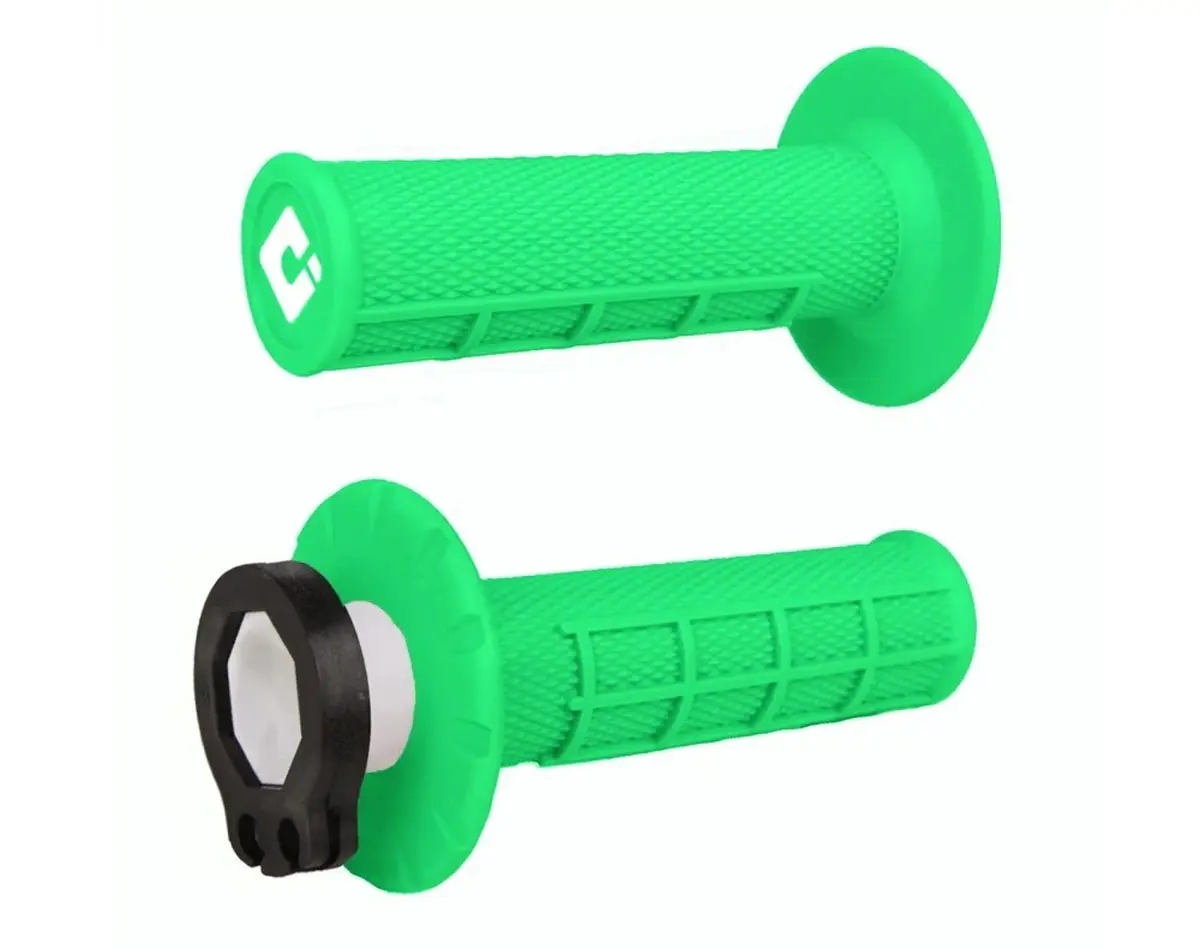 ODI gripy OFF ROAD HALF WAFFLE MX V2 LOCK-ON GRIP barva fluorescenční zelená ( )