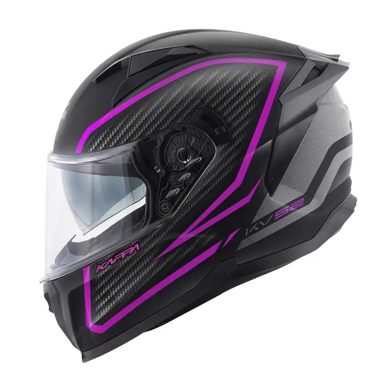 KAPPA přilba KV52 KRONOS integrální s hledím barva černá titanová fuchsiová MAT carbon look velikost 54 / XS (homologace ECE 22R06) (KAPPA přilba)
