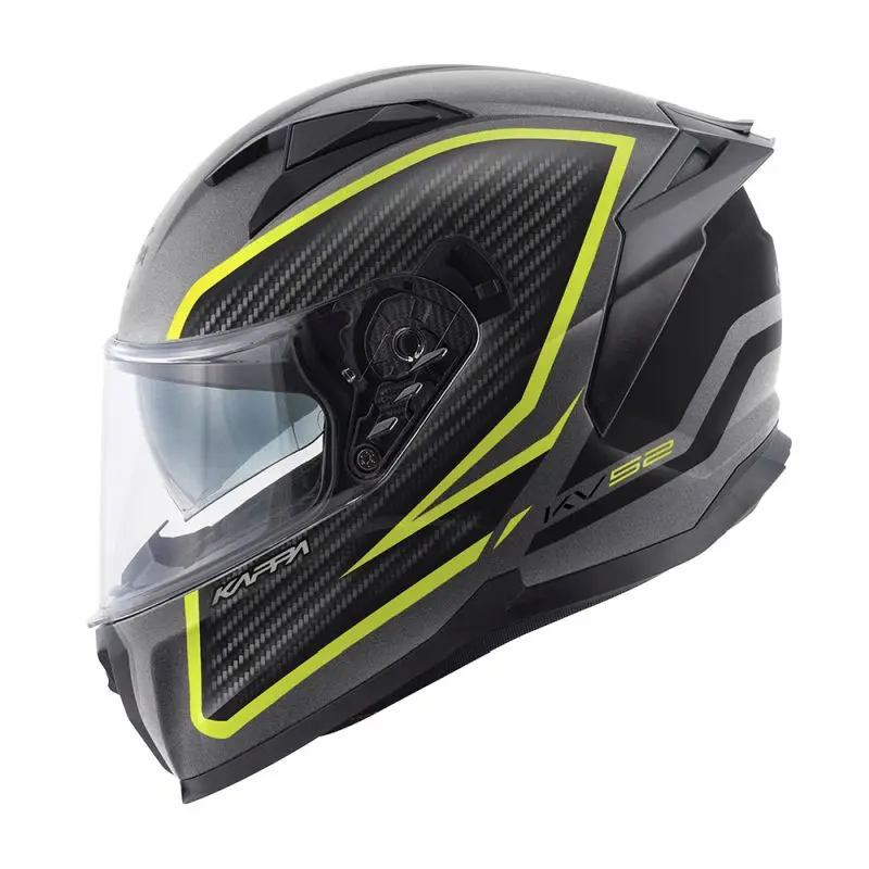KAPPA přilba KV52 KRONOS integrální s hledím barva titanová černá žlutá fluo MAT carbon look velikost 61 / XL (homologace ECE 22R06) (KAPPA přilba)