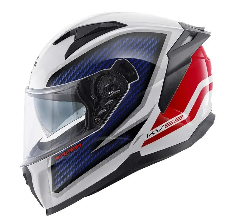 KAPPA přilba KV52 KRONOS integrální s krycím panelem barva bílá červená modrá carbon LOOK rozměr 61 / XL (homologace ECE 22R06) ( )