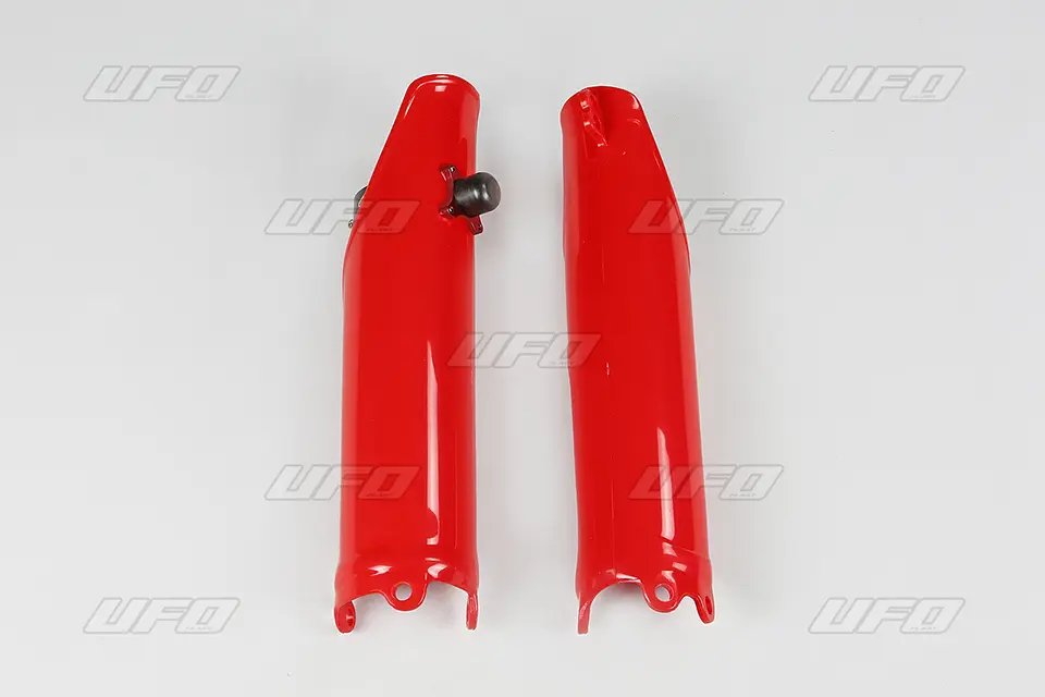 UFO kryty předních vidlic se zámkem HONDA CRF 250R 10-18, CRF 450R 09-12 barva červená - VÝPRODEJ (UFO kryty předních vidlic se zámkem HONDA CRF 250R)