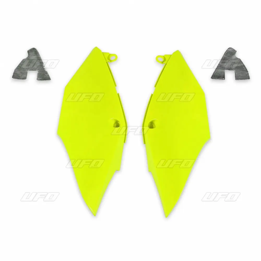 UFO boční tabulky na startovací číslo HONDA CRF 250R 18-21, CRF 450R 17-20, barva žlutá fluorescenční - VÝPRODEJ (UFO boční tabulky na startovací)