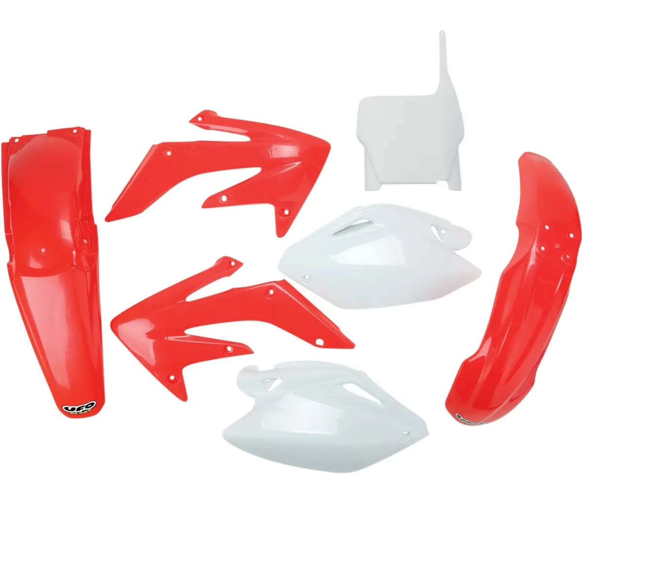 UFO kompletní sada plastů HONDA CRF 250R 04-05 barva OEM (červená/bílá) (HO104E999) (UFO kompletní sada plastů HONDA CRF 250R 04-05 barva OEM)