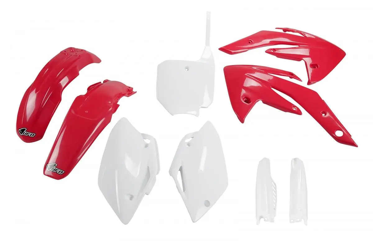 UFO kompletní sada plastů (FULL KIT) s kryty tlumičů HONDA CRF 150 07-26, barva OEM (červená/bílá) (HO111E999) ( )
