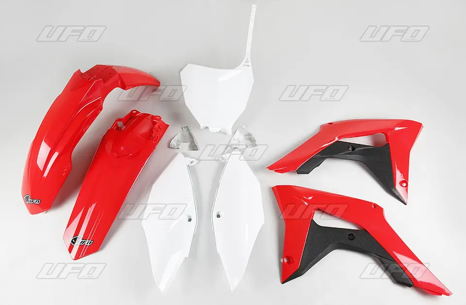 UFO kompletní sada plastů HONDA CRF 250R 18-21, CRF 450R 17-20 barva OEM (bílá/červená) (HO119E999) (UFO kompletní sada plastů HONDA CRF 250R 18-21,)