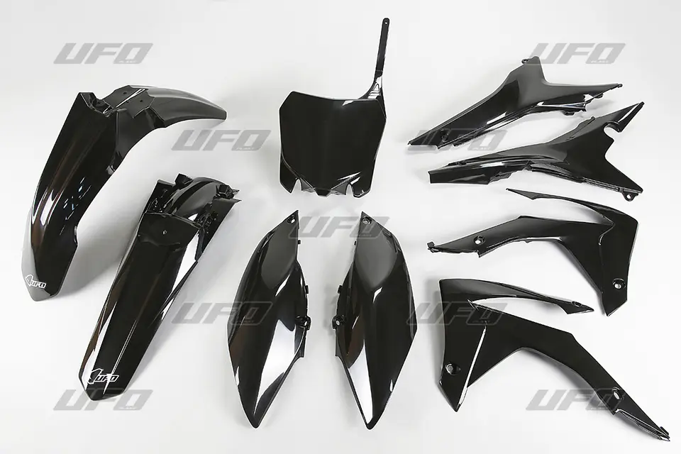 UFO kompletní sada plastů HONDA CRF 250R 14-17, CRF 450R 13-16 s kryty vzduchových filtrů barva černá (HO121E001) (UFO kompletní sada plastů HONDA)