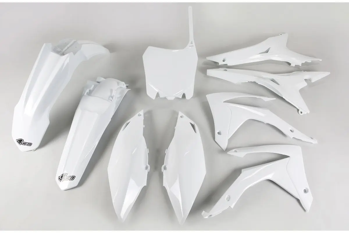 UFO kompletní sada plastů HONDA CRF 250R 14-17, CRF 450R 13-16 s kryty vzduchového filtru barva bílá (UFO kompletní sada plastů HONDA CRF 250R 14-17,)