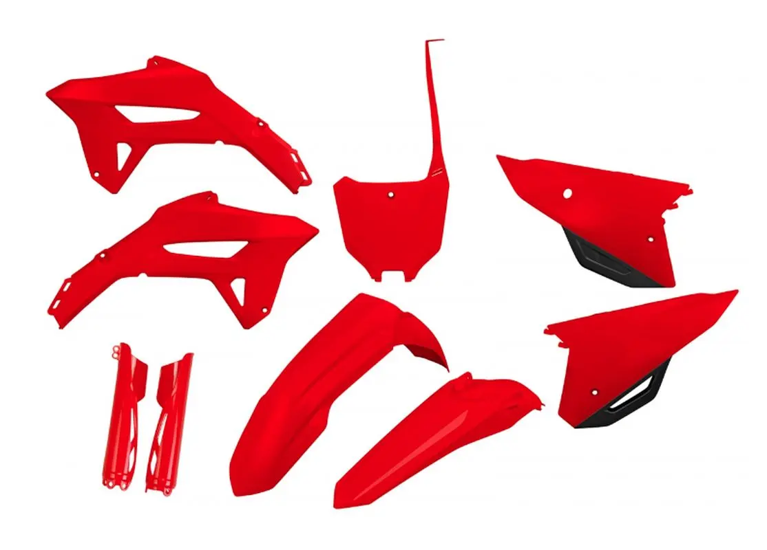 UFO kompletní sada plastů (FULL KIT) s kryty tlumičů HONDA CRF 250 R 22-24, CRF 450 R 21-24 barva červená (UFO kompletní sada plastů (FULL KIT) s)