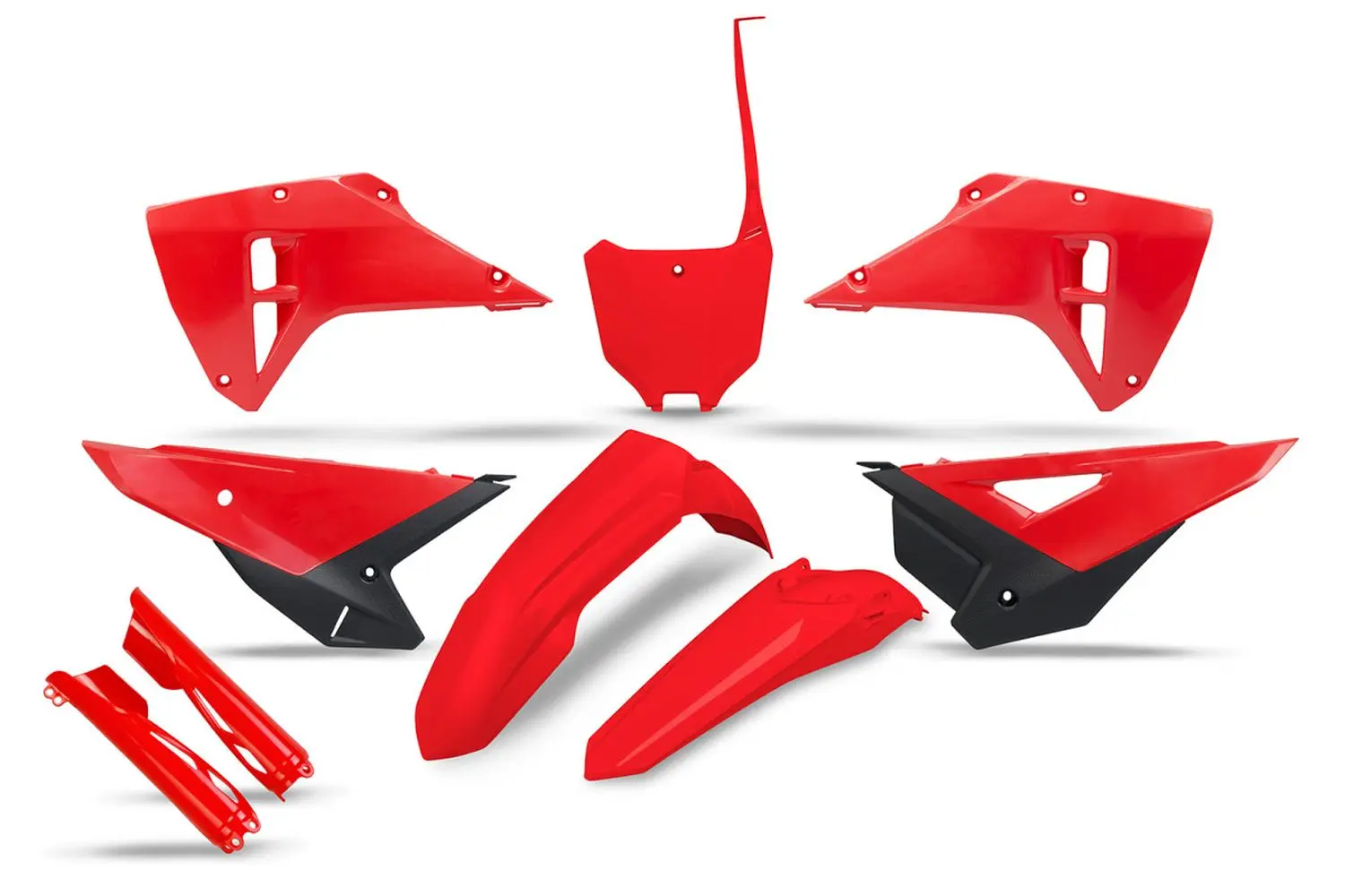 UFO kompletní sada plastů (FULL KIT) s kryty tlumičů HONDA CRF 250 / 450 RX 25-26 barva červená / černá (UFO kompletní sada plastů (FULL KIT) s kryty)