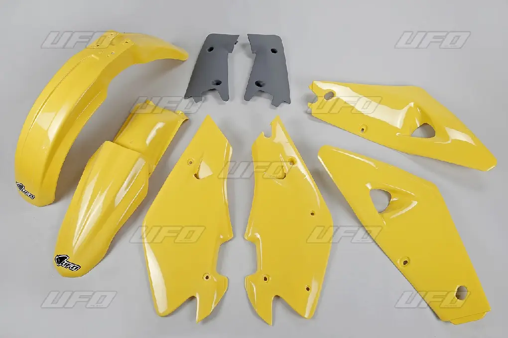 UFO kompletní sada plastů HUSQVARNA 2T 00-04, 4T 02-04 barva OEM (žlutá/grafitová) (HU600E999) (UFO kompletní sada plastů HUSQVARNA 2T 00-04, 4T)