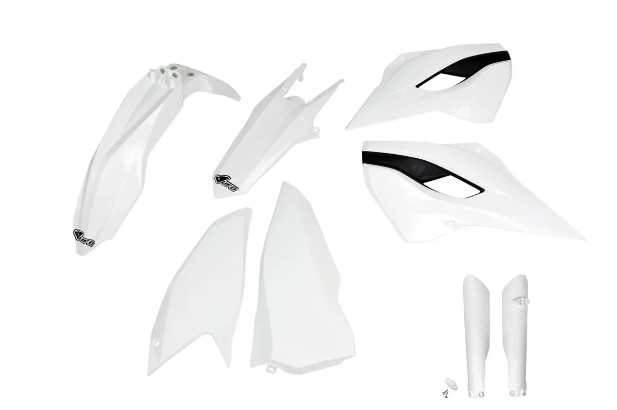 UFO kompletní sada plastů (FULL KIT) s kryty tlumičů HUSQVARNA TE/FE 125/250/300/350/450 15-16 barva bílá (HU615E041) (UFO kompletní sada plastů)