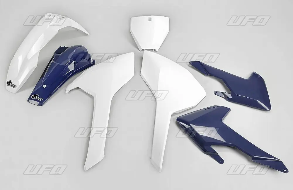 UFO kompletní sada plastů HUSQVARNA TC/FC 125/250/300/350/450 16-18 (kromě TC 250 16) barva OEM 16 (bílá/modrá) (HU616E999) (UFO kompletní sada)