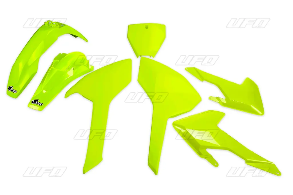 UFO kompletní sada plastů HUSQVARNA TC/FC 125/250/300/350/450 16-18 (kromě TC 250 16) barva žlutá fluorescenční (HU616DFLU) (UFO kompletní sada)