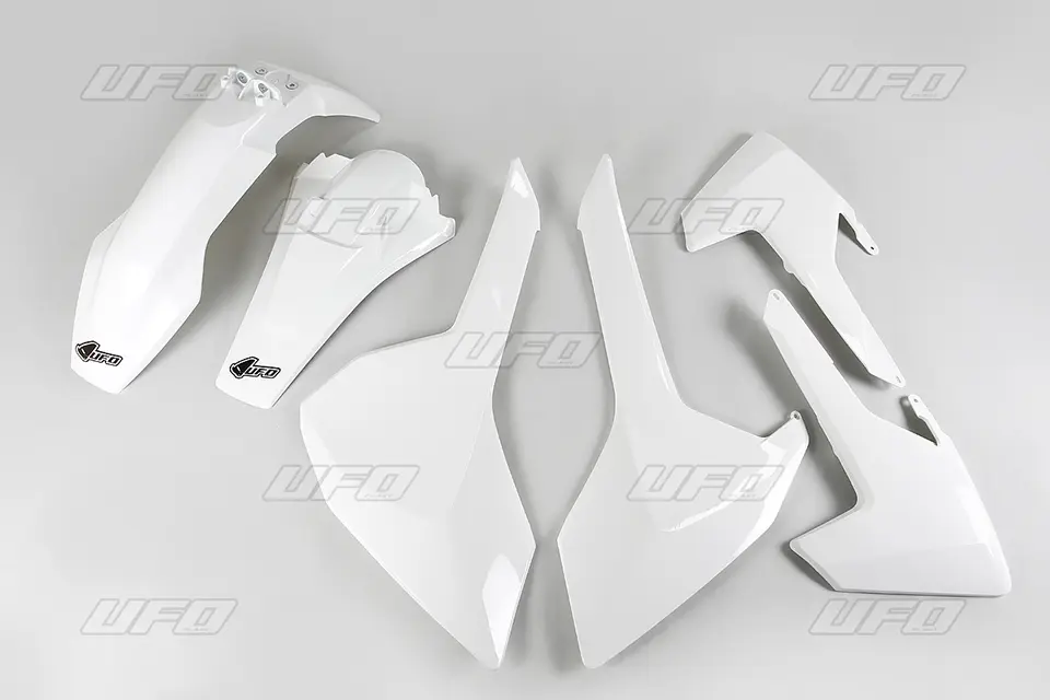 UFO kompletní sada plastů HUSQVARNA TE/TX 125/250/300 17-19, FE 250/350/450/501 17-19 barva bílá (HU618E041) (UFO kompletní sada plastů HUSQVARNA)
