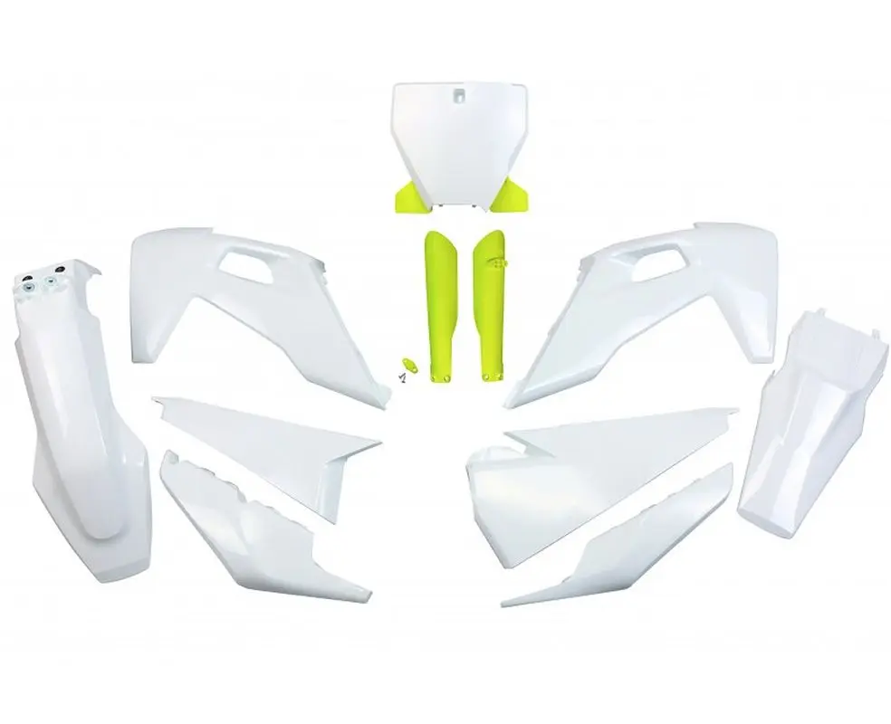 UFO kompletní sada plastů (FULL KIT) s kryty tlumičů HUSQVARNA TC 125/250 19-22, FC 250/350/450 19-22 barva OEM (bílá) (HU622E999) (UFO kompletní)